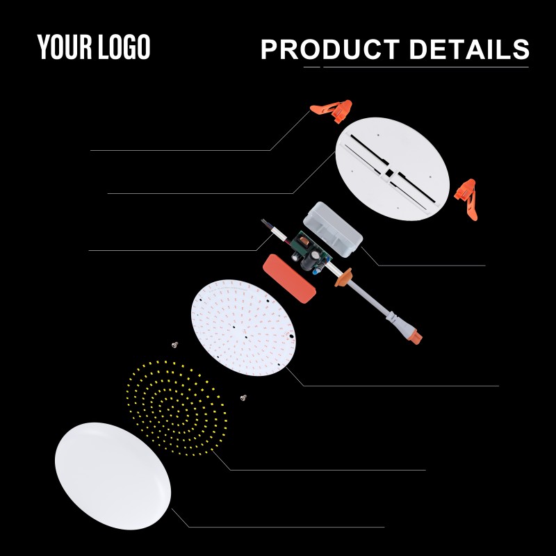 ไฟ LED แผงไร้ขอบแบบฝังฝ้า 36W อะลูมิเนียม + PC เหล็ก + PP